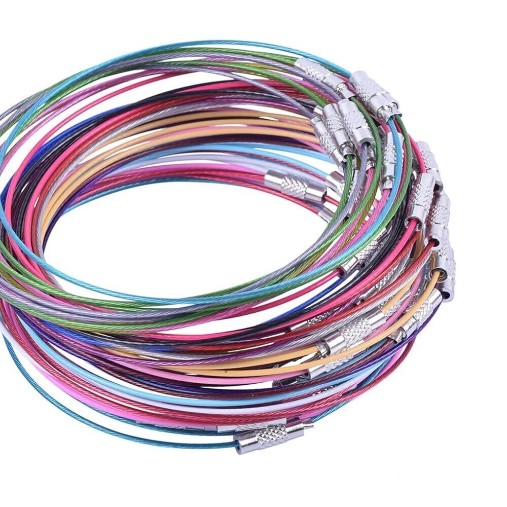 Adjustable Wire Bracelets, 50pcs 9.6'' Mixed Stainless Steel Bracelet Bangles wi